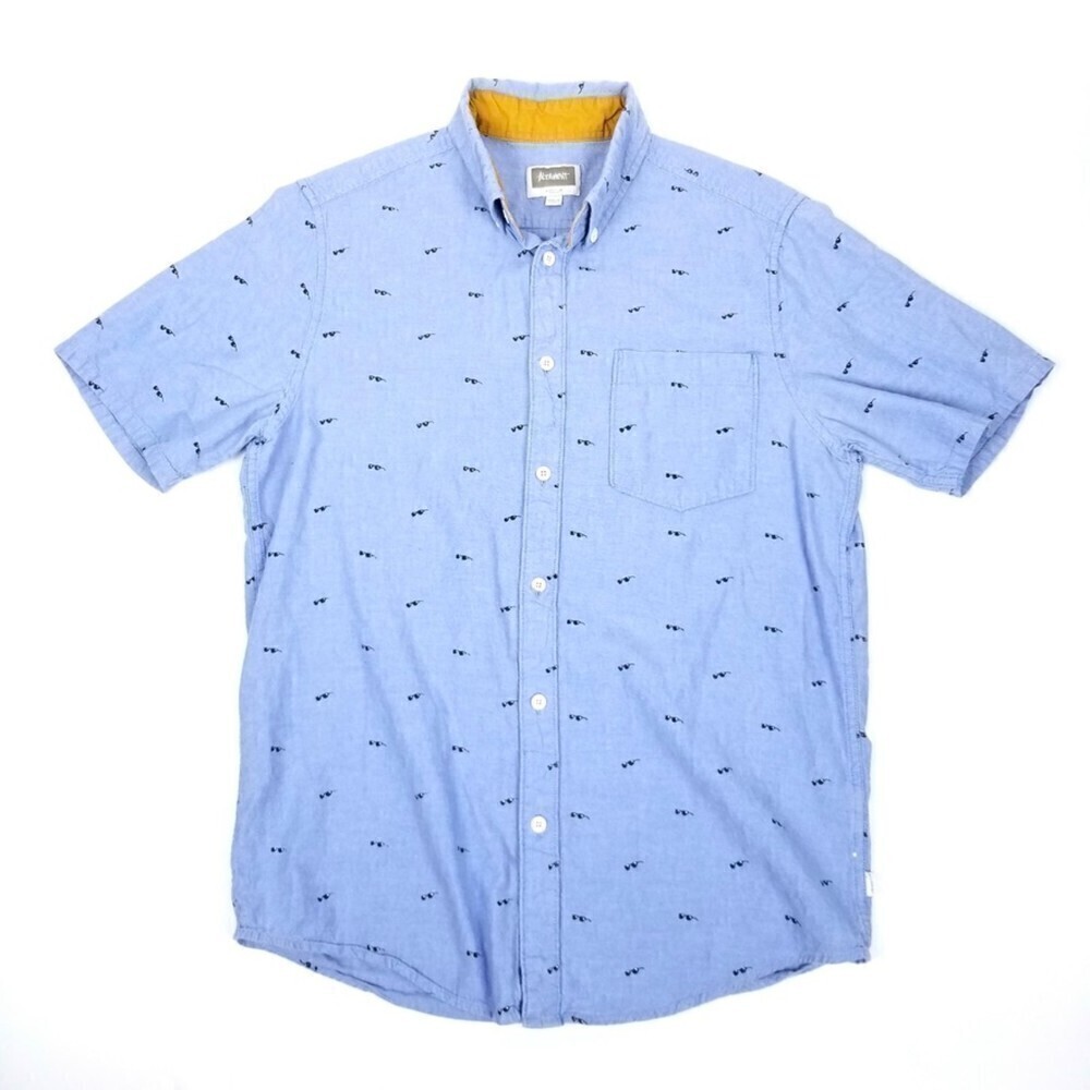 Altamont Sunglasses Shades Novely Print Short Sleeve Button Down Shirt Medium